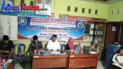 Musdes Penyusunan Dan Penetapan RKPDes Desa Talang Marap Tahun 2024 Digelar Untuk Menampung Aspirasi Masyaraka