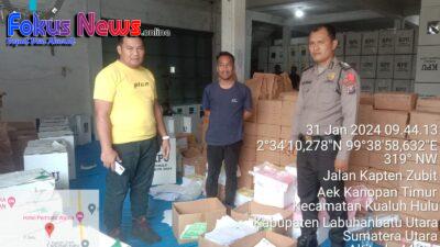 Pemilu Semakin dekat, Personel Polres Labuhanbatu Terus Pantau Gudang Logistik KPU