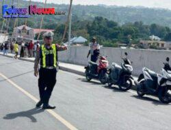 Patroli Gabungan Sat Lantas Polres Samosir dan Dishub, Jaga Arus Lalu Lintas di Jembatan Tano Ponggol