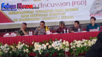 Polres Taput Laksanakan Focus Group Discussion Membangun Gerakan Bina Damai dan Resolusi Konflik di Kabupaten Tapanuli Utara