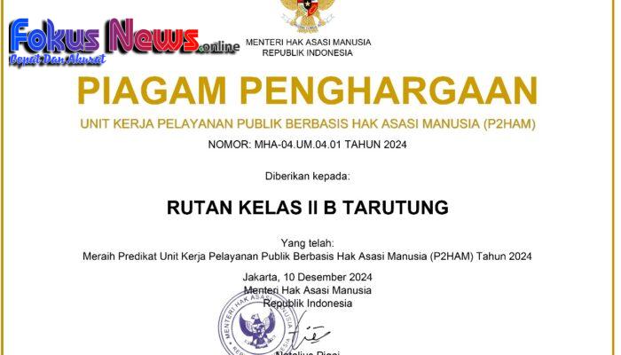 RUTARU Raih Penghargaan Predikat Pelayanan Publik Berbasis HAM (P2HAM) Tahun 20w4
