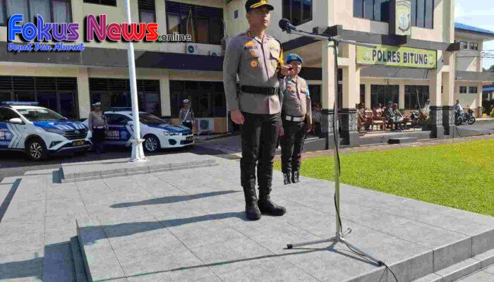 Dalam Rangka Operasi Samrat 2025 Polres Bitung Gelar Apel Pasukan Dipimpin Kapolres Bitung AKBP Albert Zai.SIK. MH