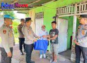 Kapolres Bitung Berikan Bantuan Sembako Kepada Josua Lahama, Anak Yang Masih Sekolah Sambil Kerja Bantu Hidupi Kehidupan Ayahnya Yang Sakit
