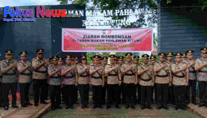 Semarak HUT Bhayangkara Ke -79 Polres Bitung Ziarahi TMP Kadoodan