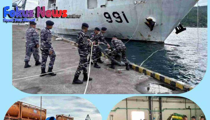 KRI dr. Wahidin Sudirohusodo-991 Sandar di Bitung, Satrol Kodaeral VIII Bantu Embarkasi Bantuan